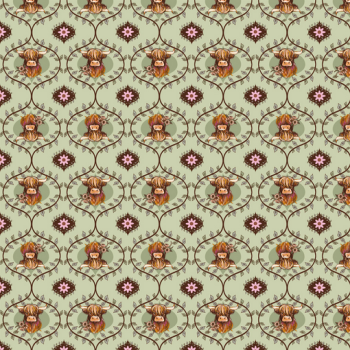 Patchworkbaumwolle Coneflower Corral Fb. Light Olive von Clothworks